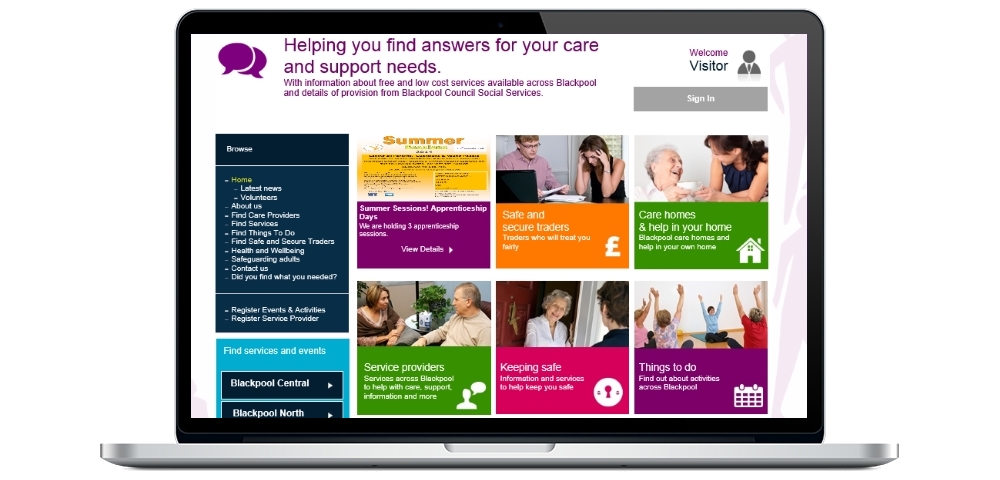 Adult Social Care Portal Web Page
